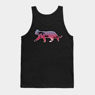 Cat Beautiful Sunset Beach Palm Tree Tank Top